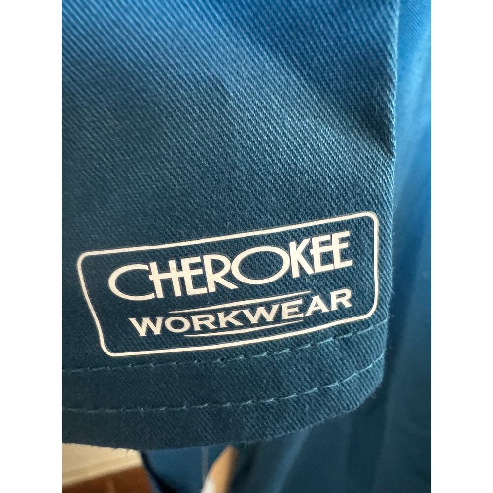 NWT Cherokee Core Stretch Scrub Top Teal Unisex Large V-Neck 4725 - Picture 6 of 8